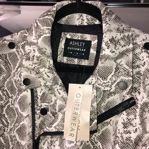 Snake print leather jacket with tags